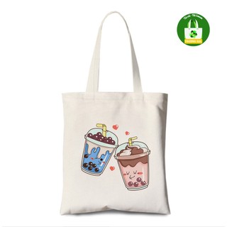 Túi vải bst in hình trà sữa trương gia túi vải - túi canvas