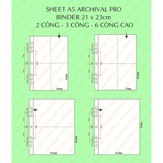 Sheet archival pro a5 2 còng - 3 còng đựng card alb/miniptc/top b8/b8+, postcard, ticket,...