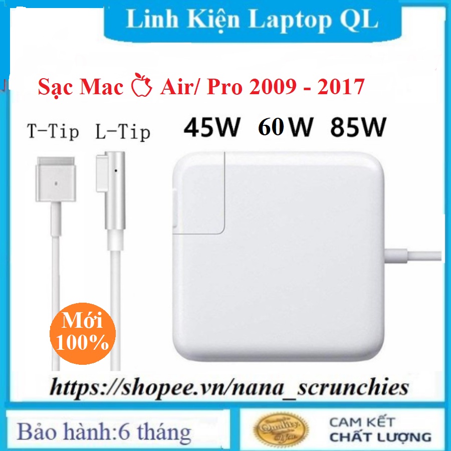 Sạc 45w 60w 85w Dùng Cho A1395 A1398 A1435 A1436 A1465 A1466 A1424 A1425 Mak A.i.R / P.R.O 2009 - 2017