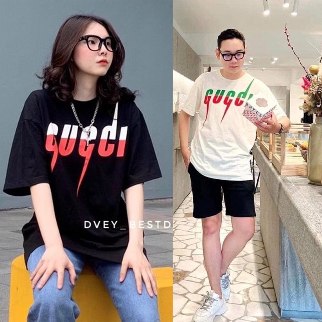 🔥Hot🔥 áo cộc Gucci tia sét tuyệt phẩm cộc tay chất liệu cotton co giãn 4D áo thun version new 2023 Blue Chic Store
