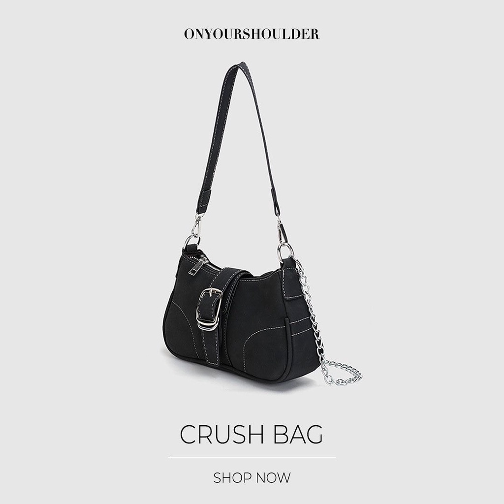 Túi xách nữ màu đen thời trang Crush Bag, túi da cao cấp sành điệu Onyourshoulder