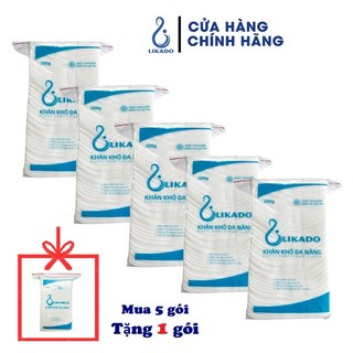 Khăn vải khô đa năng cho bé LIKADO 300g 270 tờ (15x20cm)(5 gói tặng 1)