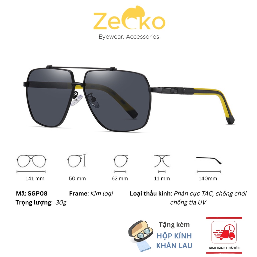 Kính mát nam, kính râm nam, kính lái xe, Zecko Pilot SGP08, kính chống tia UV, kính phân cực chống chói, chống trầy