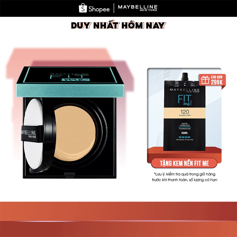 Phấn Nước Mịn Nhẹ Kiềm Dầu Fit Me Matte+Poreless Cushion Maybelline New York 14g