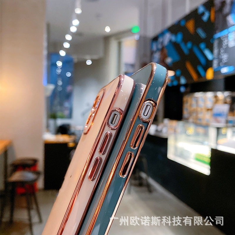 [ỐP ĐIỆN THOẠI] Ốp Lưng Iphone Mềm Dẻo Sang Trọng Viền Mạ Vàng Cao Cấp Đơn Sắc Long Lanh