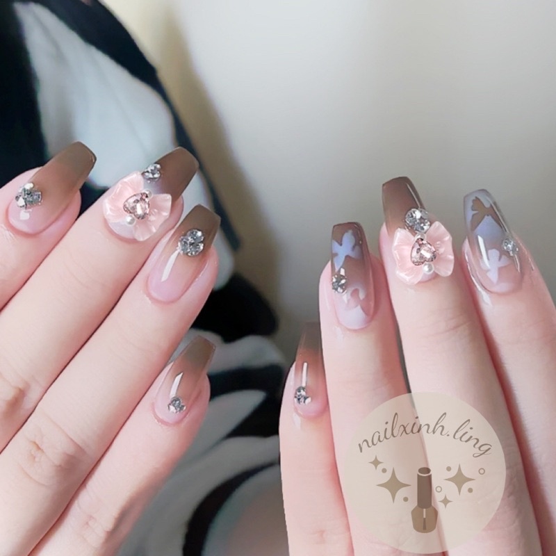 Charm Nơ Nhựa Màu Thạch Kim Tuyến Trang Trí Móng Hàn C9, Phụ Kiện Hạt Ngọc Trai / Nơ / Trái Tim Nhiều Màu Trang Trí Móng