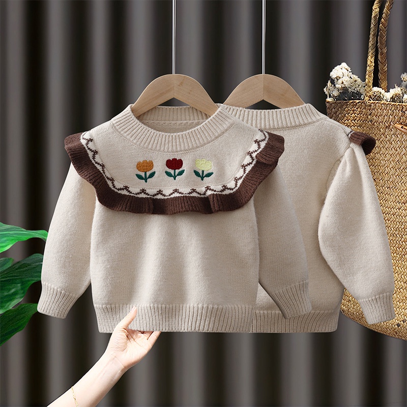 Áo len cho bé thêu hoa 2023