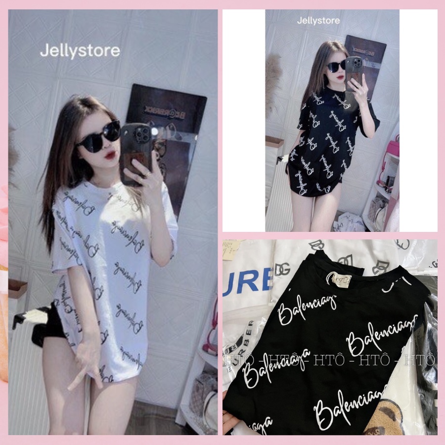 Áo thun nữ tay lỡ chữ  b.a.l.e.n,,Màu đen, trắng basic, chất cotton mặt cá sấu co giãn 4 chiều dầy dặn, hình in nét