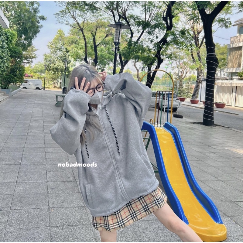 ÁO KHOÁC NỈ HOODIE ZIP OVERSIZE NOBADMOODS
