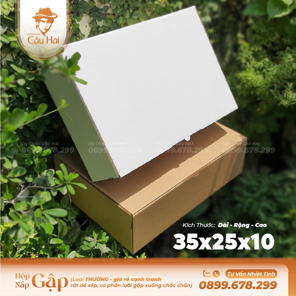 Set 20 hộp carton nắp GẬP 35x25x10
