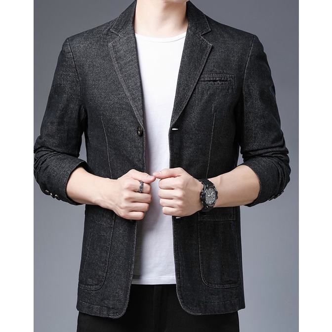 Áo jean, áo khoác bò nam cổ vest cổ điển chất vải cao cấp dày dặn không phai màu không nhăn - Mã N54