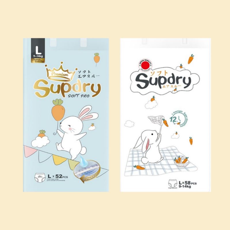 Tã bỉm SUPDRY cao cấp nội địa Trung quần dán size S72/M64/L58/M58/L52/XL46/XXL42/XXXL40