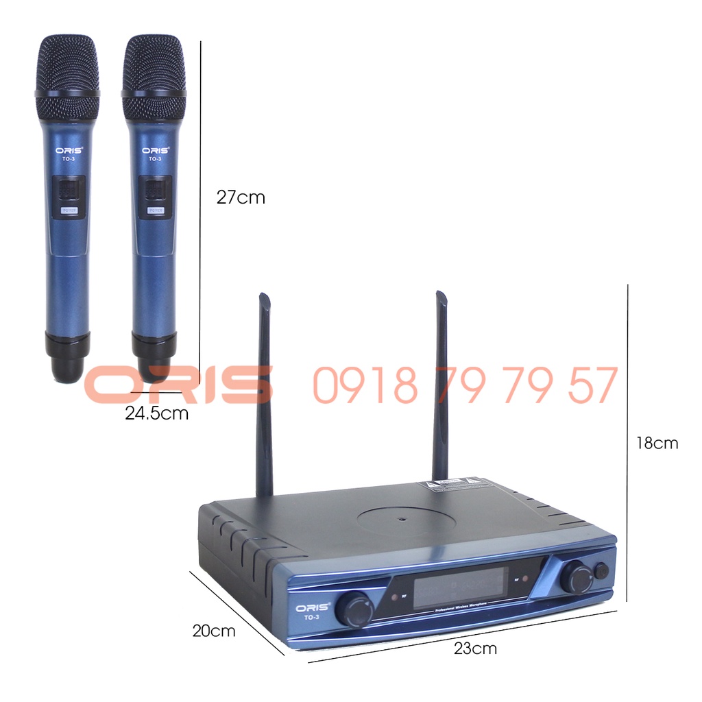 Micro không dây hộp sóng chính hãng ORIS T0-3, Mic karaoke chất lượng cao chống hú, chống nhiễu tốt - Oris Professional