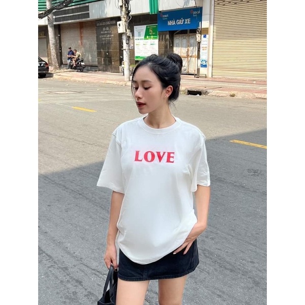 ÁO THUN NỮ PHOM RỘNG CHỮ LOVE IN CAO CẤP CHẤT COTTON ĐẸP TỪNG CENTIMET