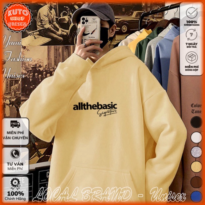 Áo Hoodie AllTheBasic Local Brand Unisex Ullzang nỉ bông cao cấp dày - Áo Khoác Nỉ Form Rộng