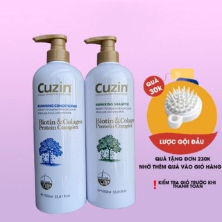 Cặp dầu gội dầu xả BIOTIN CUZIN 1000ml phục  hồi tóc hư tổn chống gãy rụng  CT68