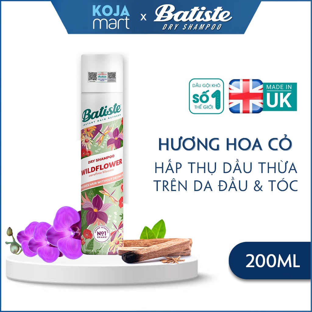Dầu Gội Khô Batiste Dry Shampoo 200ml