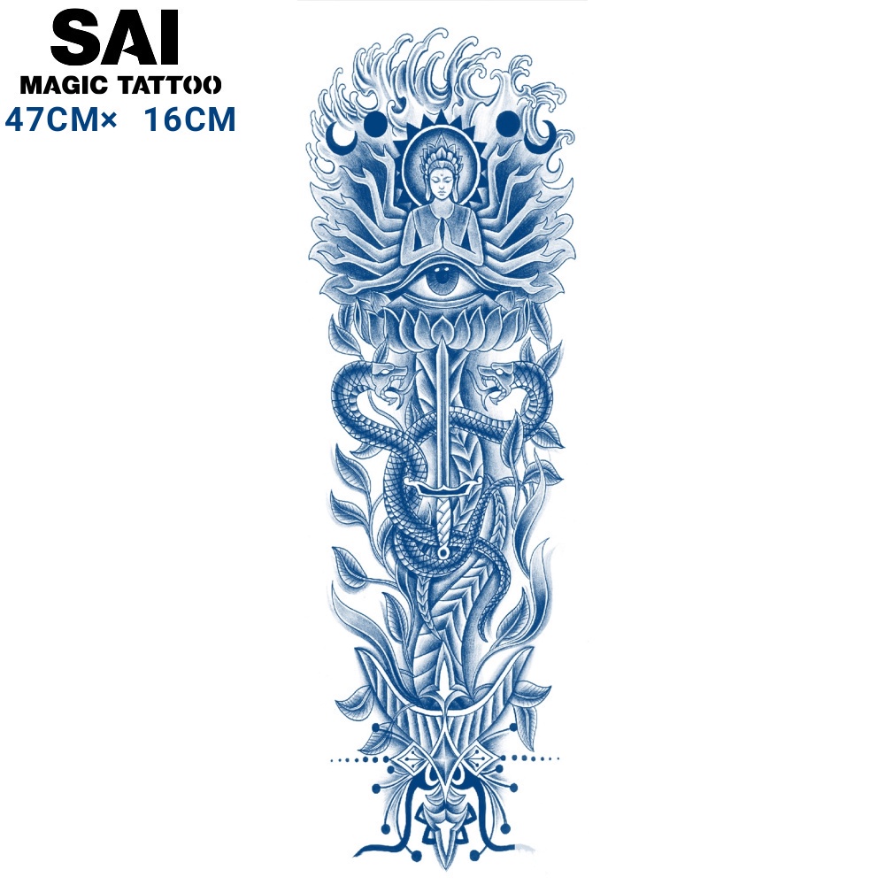 Miếng dán hình xăm tạm thời SAI MAGIC TATTOO 039 47CM×16CM chống thấm nước lâu trôi lên đến 2 tuần