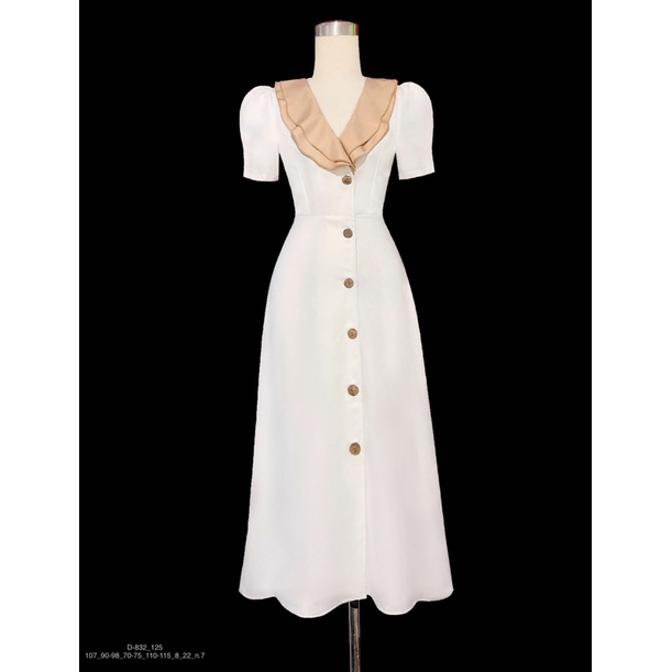 Đầm cổ Vest bèo gài nút D-832