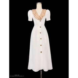 Đầm cổ Vest bèo gài nút D-832