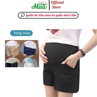 Quần Đùi Bầu Cạp Cao Mặc Nhà, Quần Short Dáng Chữ A Mát Mẻ Thoải Mái Cho Bà Bầu