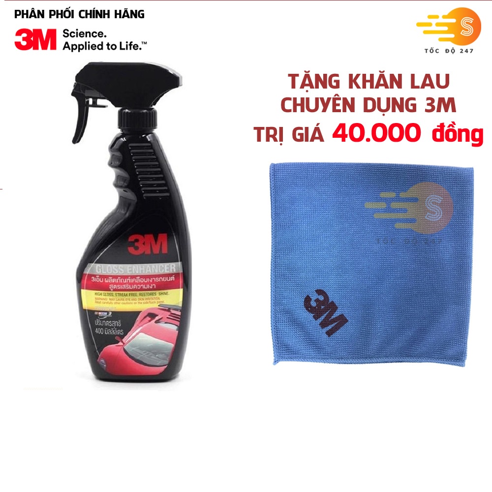 Chai xịt tăng độ bóng sơn ô tô 3M 39034LT tặng khăn lau ô tô chuyên dụng 3M