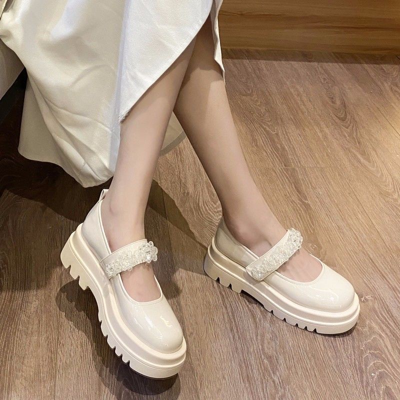 Giày Da Cao Gót Đế Dày Phong Cách Retro Anh Quốc Cho Nữ Size 35-43