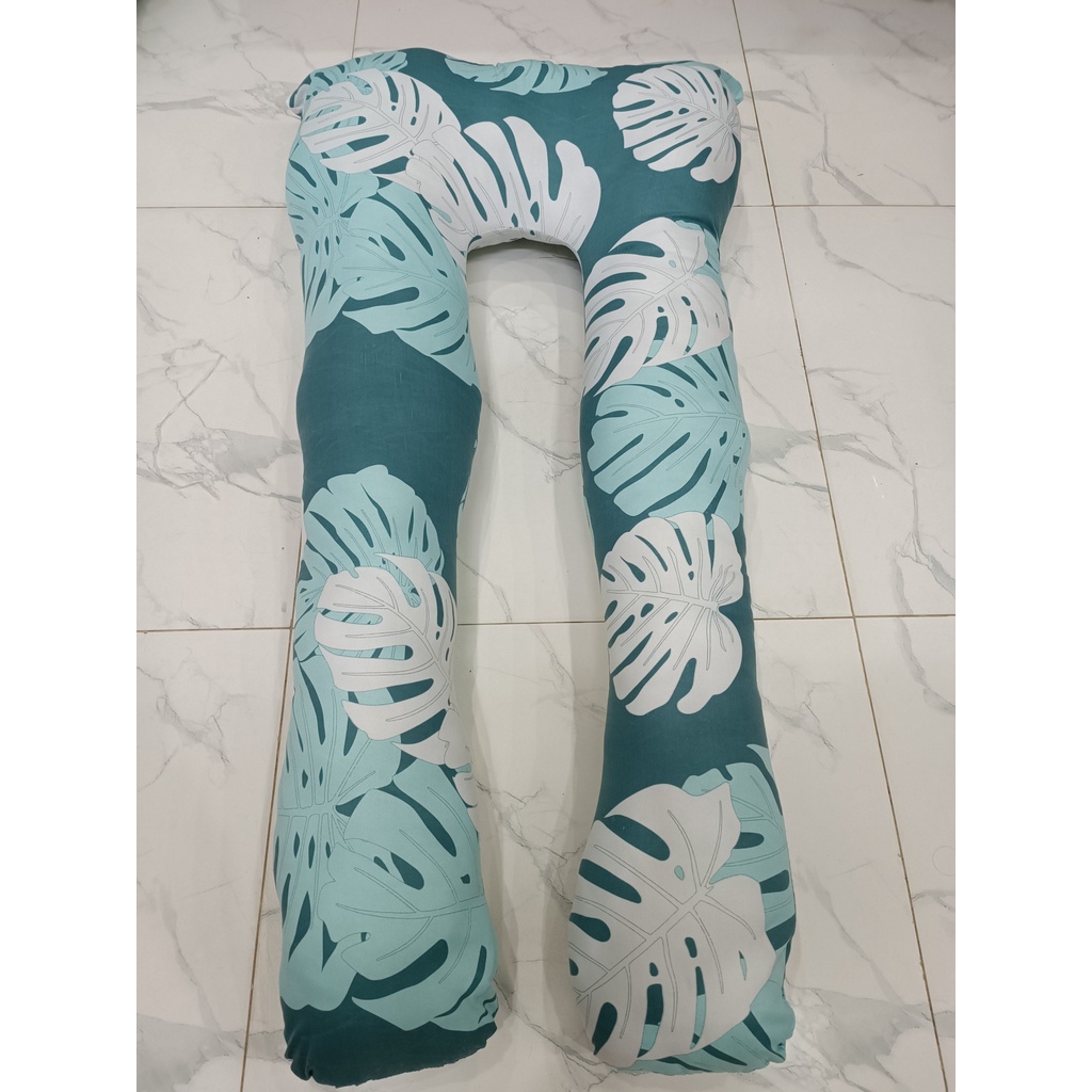 Vỏ Gối Ôm Bà Bầu Hình Chữ U Có Khóa Kéo,Chưa có ruột bên trong,mẫu lá khoai