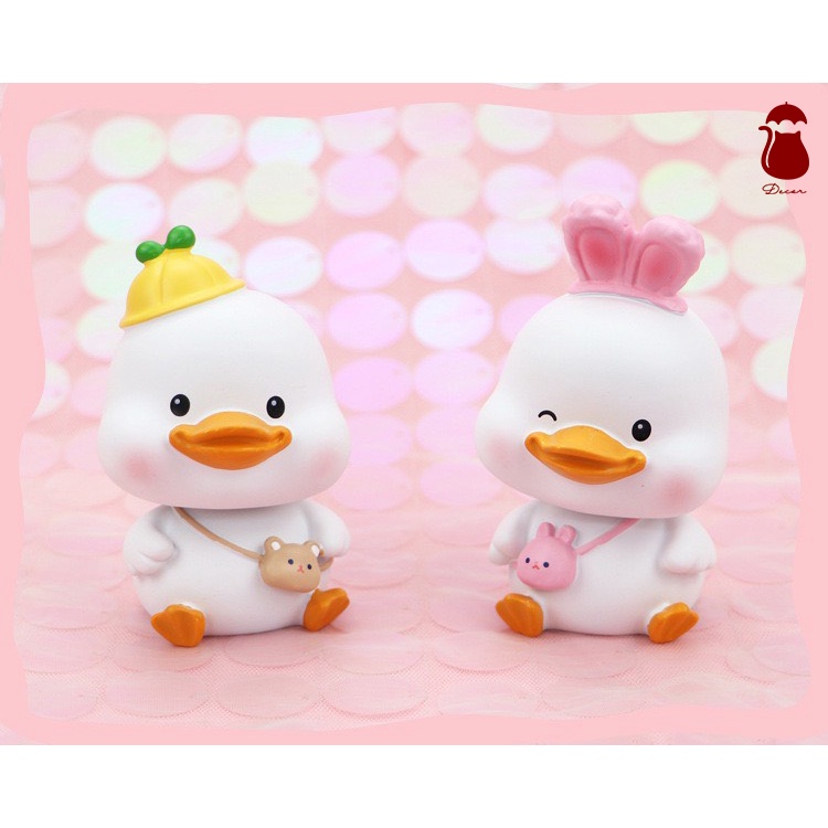 Set mô hình 4 vịt con Ô DECOR, tượng vịt con decor mini để bàn màu vàng full biểu cảm đáng yêu dễ thương cute