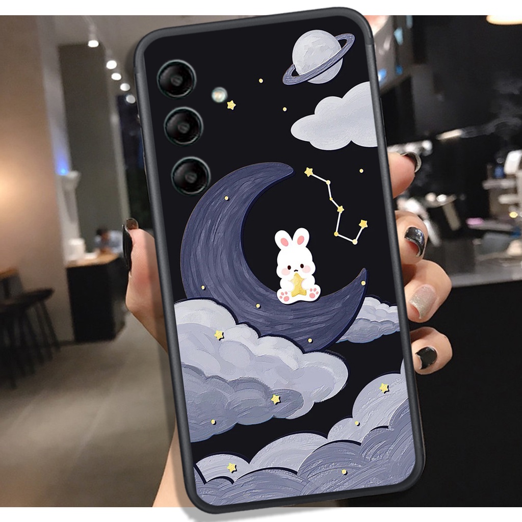 Ốp Lưng Samsung A14 4G - A14 5G - A24 4G - A24 5G - A54 5G - A34 5G  , In Hình Rabbit & Moon, Màu Đẹp, Chất.