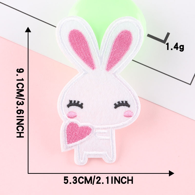 Miếng Dán Ủi Quần Áo DIY Hình Thỏ Hoạt Hình Màu Trắng Đen