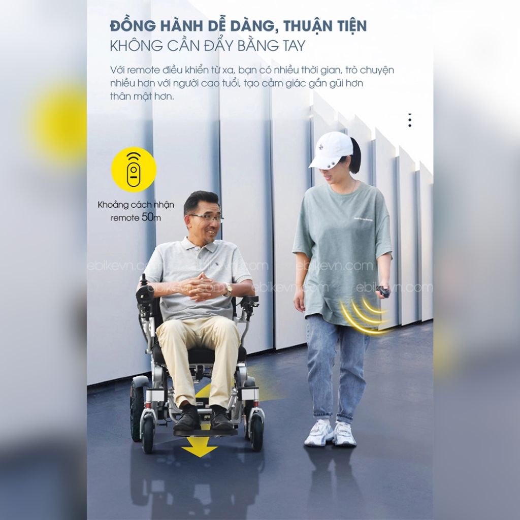 Xe lăn điện gấp gọn, điều chỉnh từ xa HWS488 Ebikevn HWS488170223