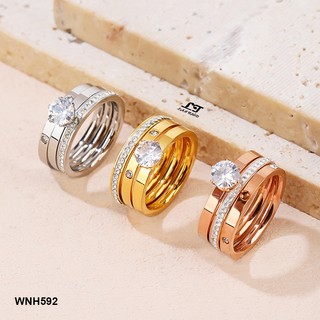 Nhẫn titan nữ đính đá thời trang ver13 WNH592 Không đen không gỉ sét