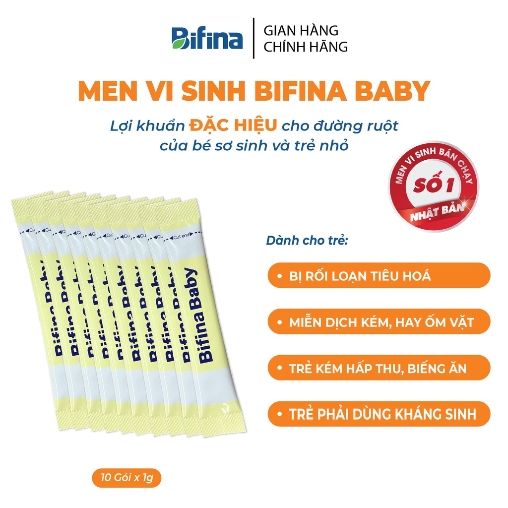 Men vi sinh Bifina Baby Nhật Bản - Lẻ 10 và 15 gói (không có hộp)- Hỗ