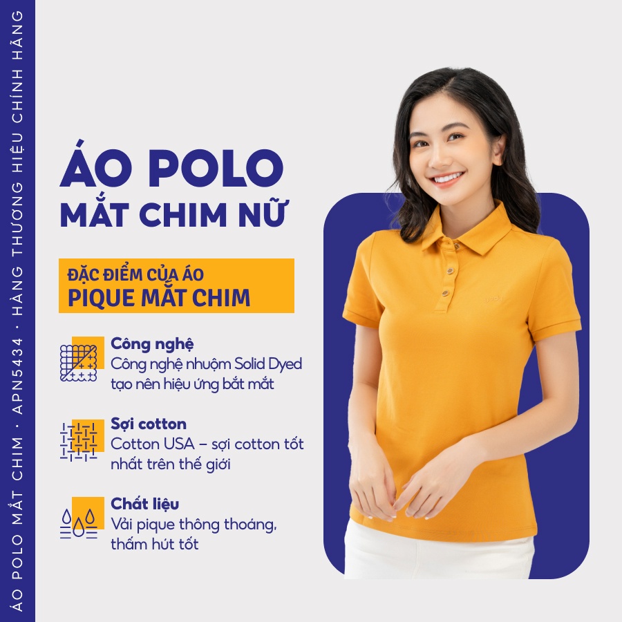 Áo thun polo nữ YODY thun cao cấp ngắn tay có cổ chất liệu cotton thoáng mát APN5434