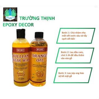 Bộ Sản Phẩm Lau Gỗ Và Sáp Ong Đánh Bóng Hương Cam Tự Nhiên - Trường Thịnh Sài Gòn