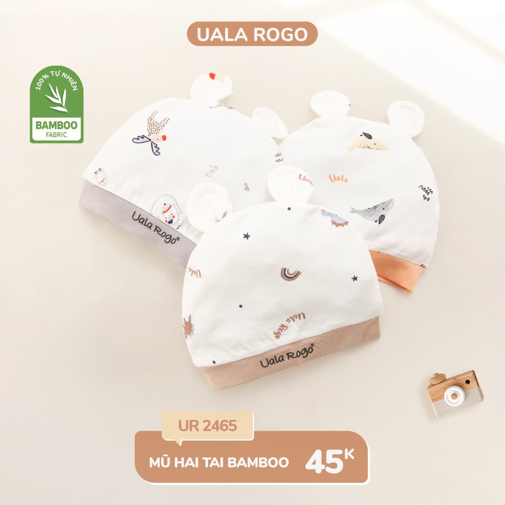 Set bao tay chân mũ sơ sinh cho bé Ualarogo 0-6 tháng vải sợi tre BAMBOO thoáng mát thấm hút co giãn 2465