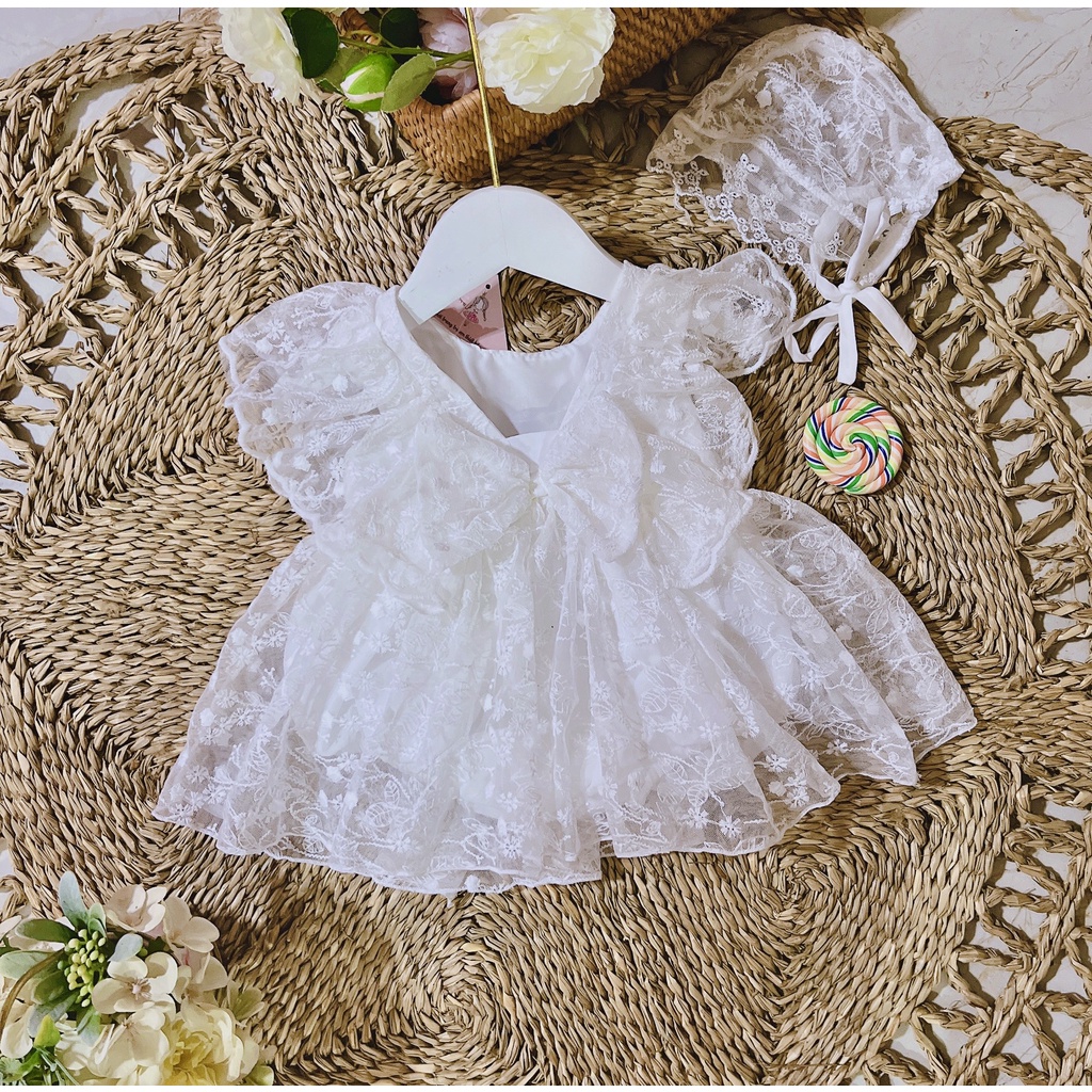 Body váy ren trắng cao cấp cho bé gái sơ sinh diện đi chơi tiệc, thôi nôi, đầy tháng - Riokids BD75