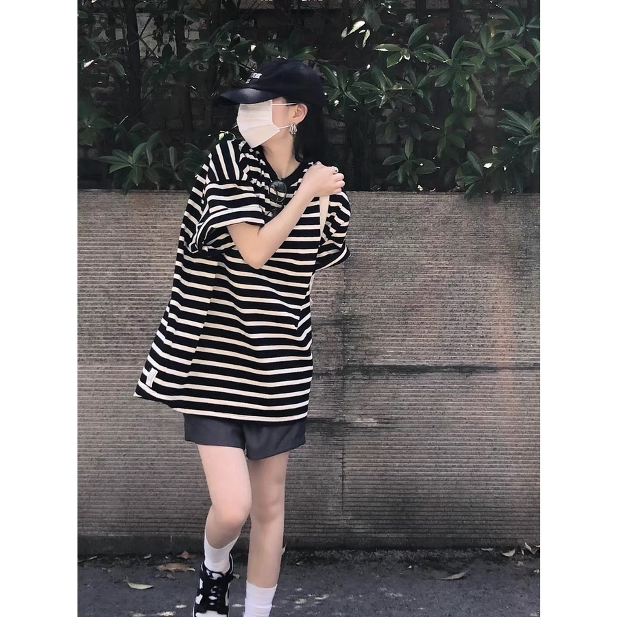 Set áo thun kẻ ngang kèm quần dáng rộng kiểu học sinh ulzzang CELINA BOUTIQUE