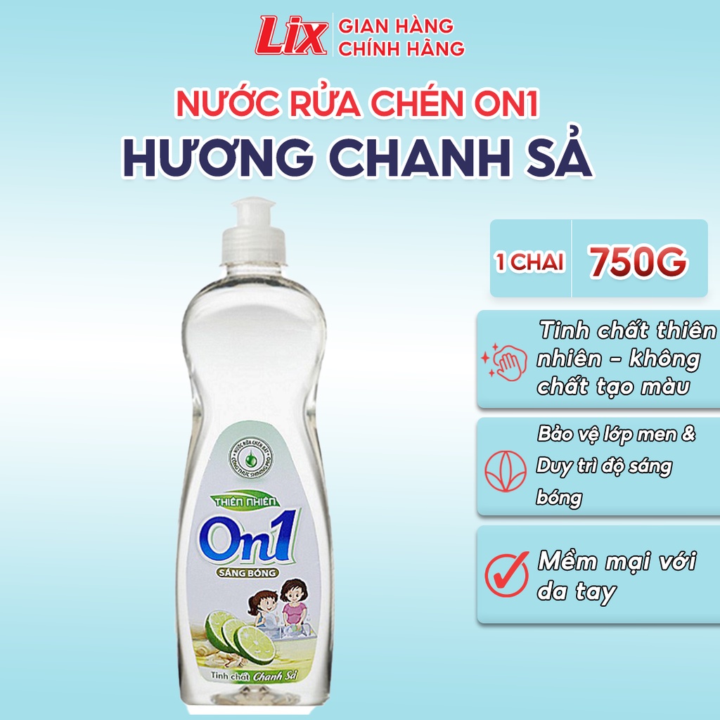 Nước rửa chén On1 hương chanh sả siêu sạch bóng vết dầu mỡ 750g N5204