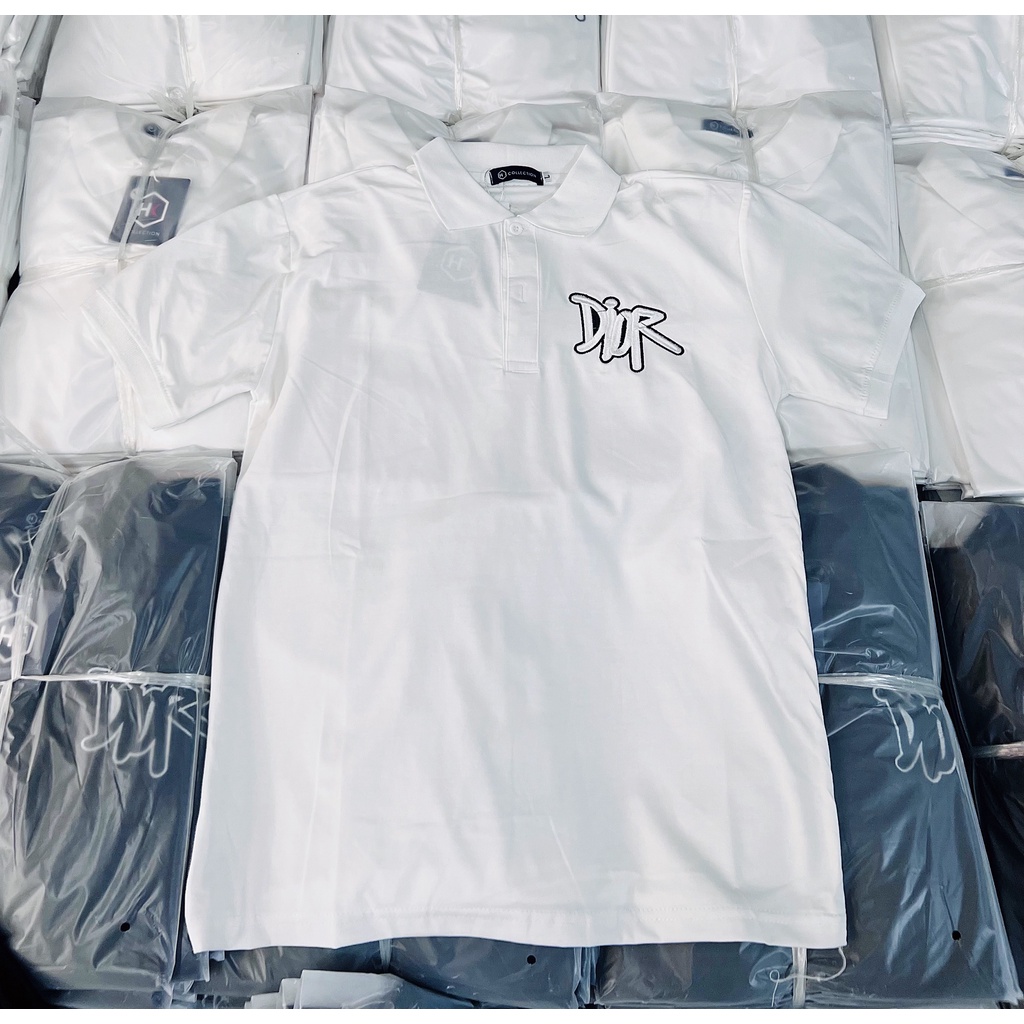 Áo thun nam nữ cổ trụ tay ngắn in ngực chữ DIO, chất cotton thoáng mát, áo hot trend