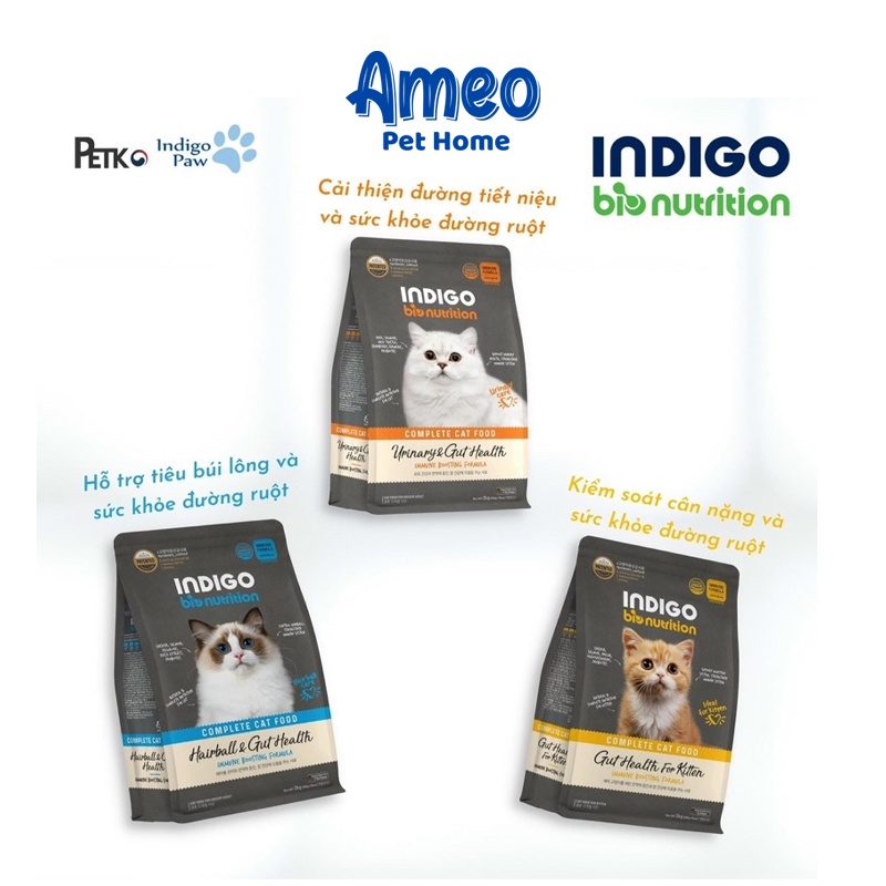 Hạt hữu cơ mèo INDIGO BIONUTRITION hairball, urinary, kitten - thức ăn mèo con INDIGO tiêu lông,tiết niệu,thận