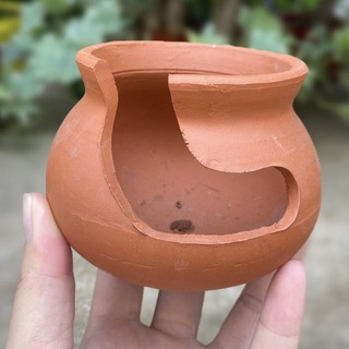 Chậu đất nung chum cắt mini trồng sen đá xinh xắn