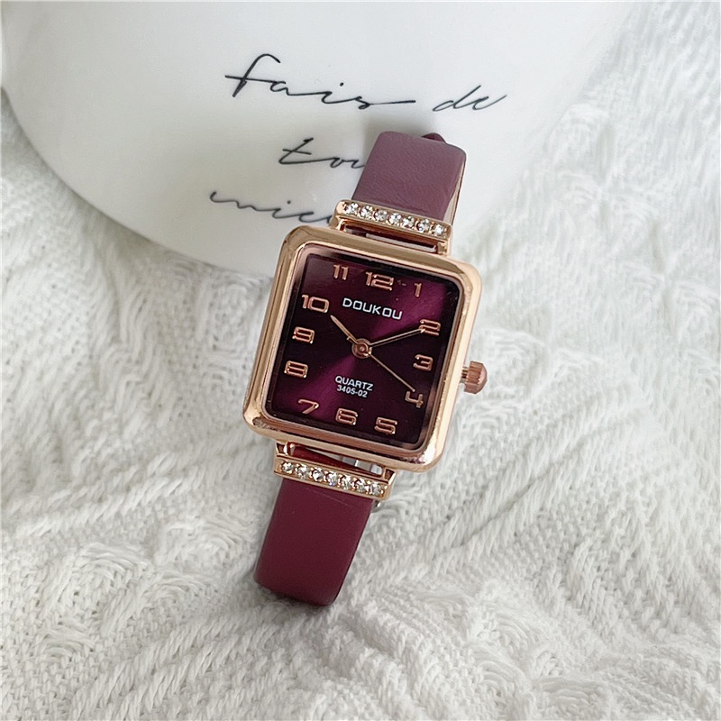 Hương Thơm Đồng Hồ Đeo Tay Nhỏ Màu Tím Hoa Trà Niche Khối Lập Phương Đường ins High School Mori Series Siêu Tinh Tế