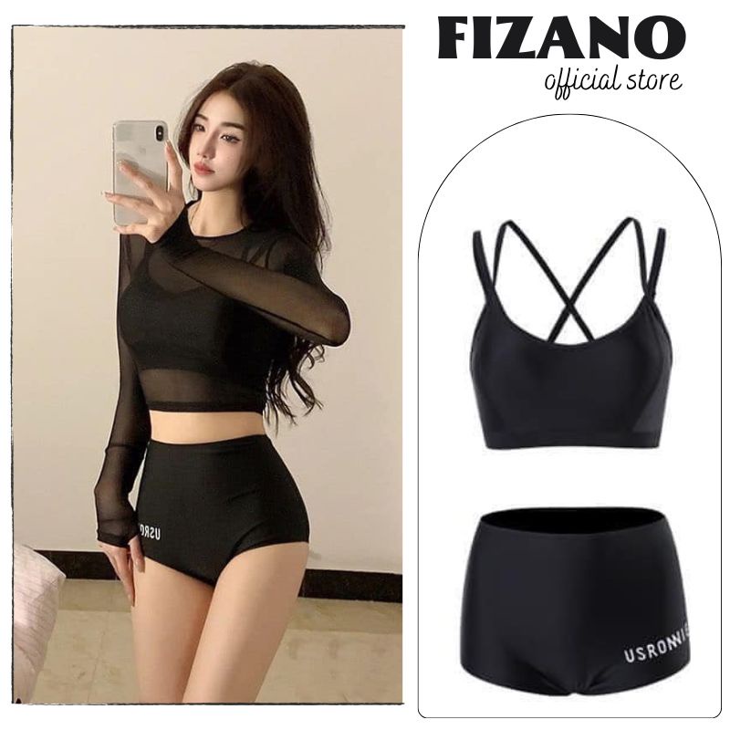 Bikini nữ set 3 món bra áo quần bơi giấu dáng bắp tay to cực tốt hot summer 2023 Fizano