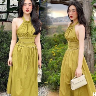 XẢ KHO 99K Váy maxi hè xanh cốm hở lưng so hot