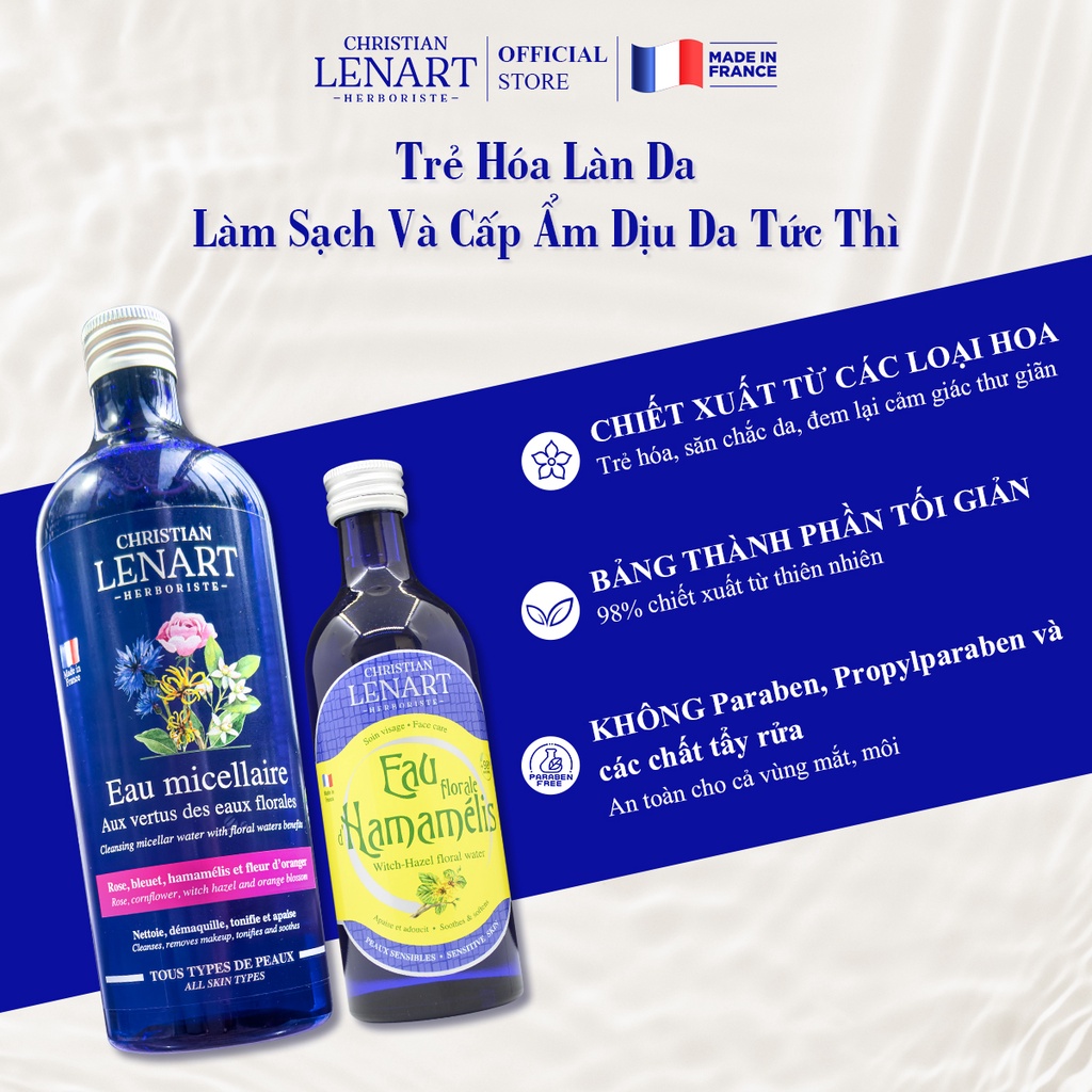 Combo Nước Tẩy Trang Micellar Dưỡng Da 4in1 500ml Và Nước Cân Bằng Da 200ml Christian Lenart