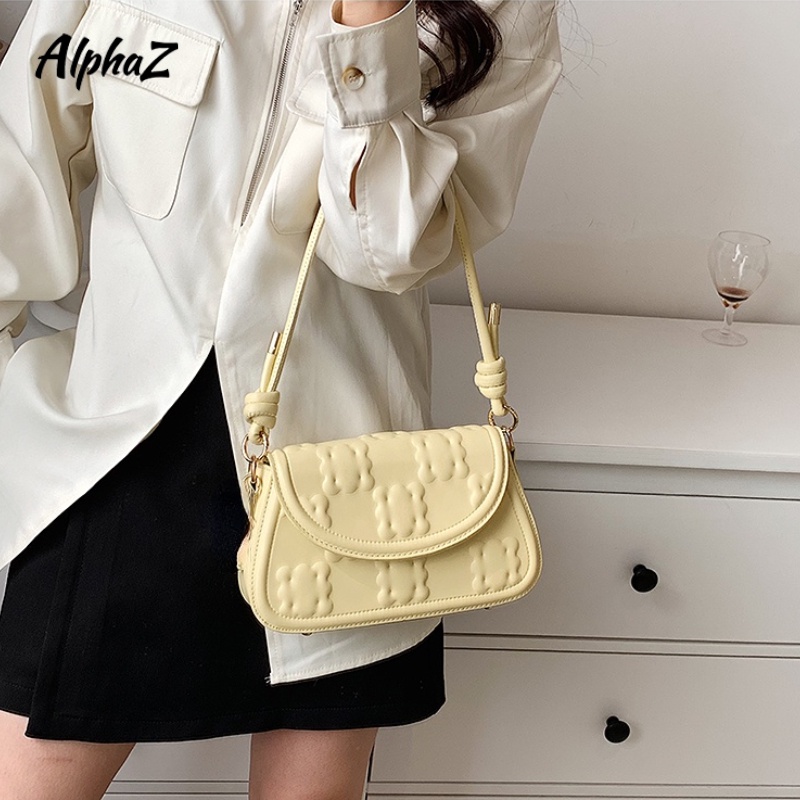 AlphaZ Túi Xách Đeo Vai Màu Trơn Đơn Giản Thời Trang Hàn Quốc AZ