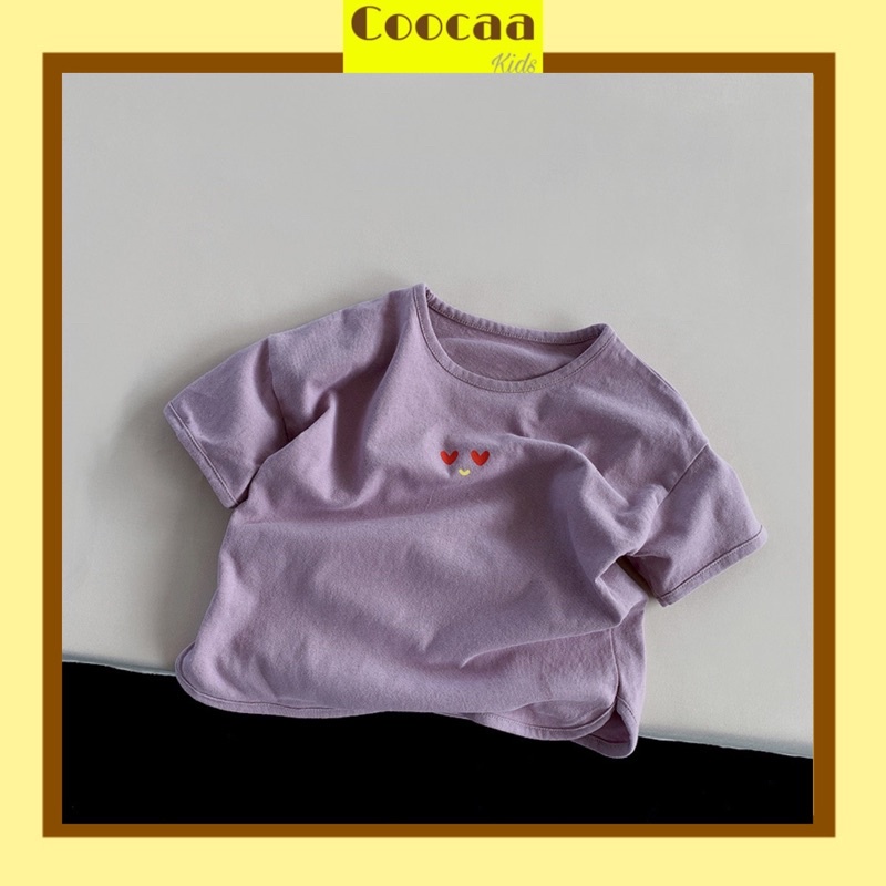 (Ảnh thật) Áo phông tay ngắn màu tím Hàn Quốc dành cho bé gái bé trai size 80-130