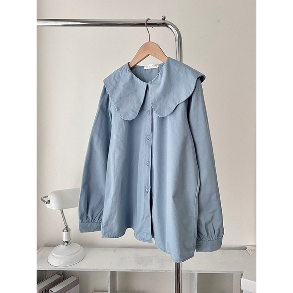 Áo sơ mi cổ bèo - chất thô denim